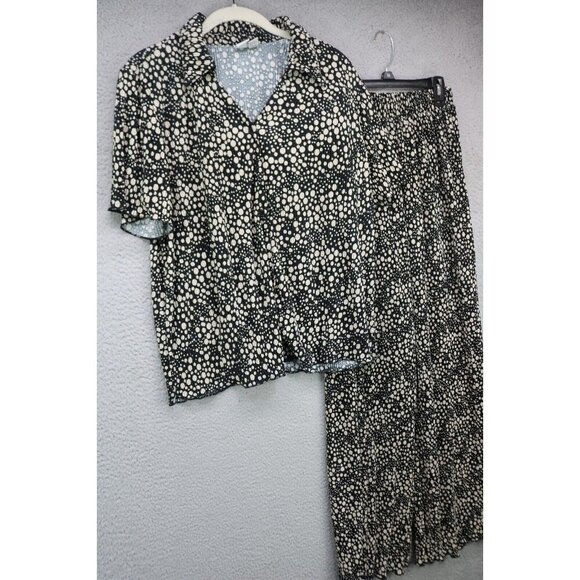 Joie 2-Piece Lounge/Pajama Set-Size Medium-Crinkle-Button Up-Soft - Picture 1 of 16